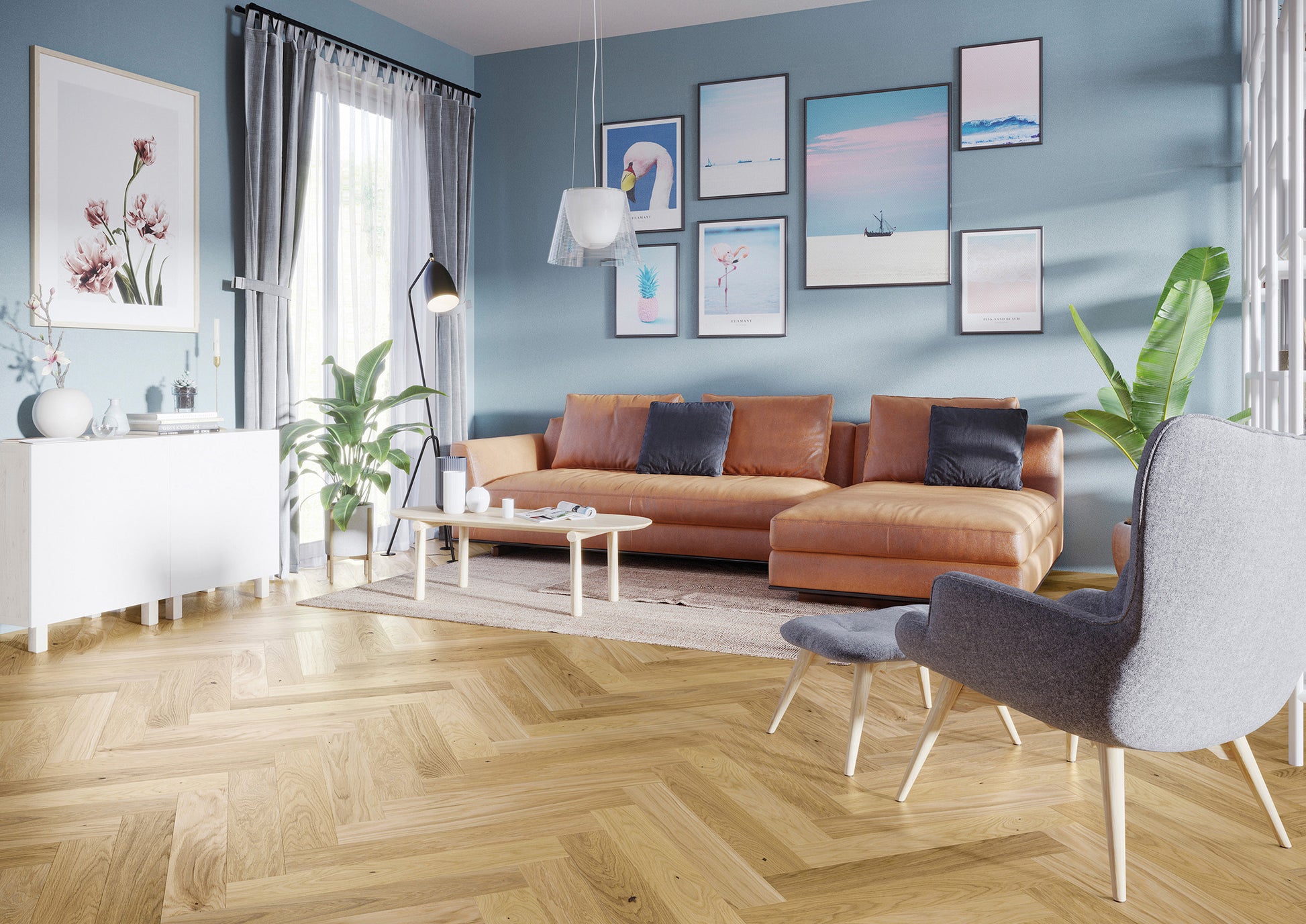 Natural Oak Herringbone