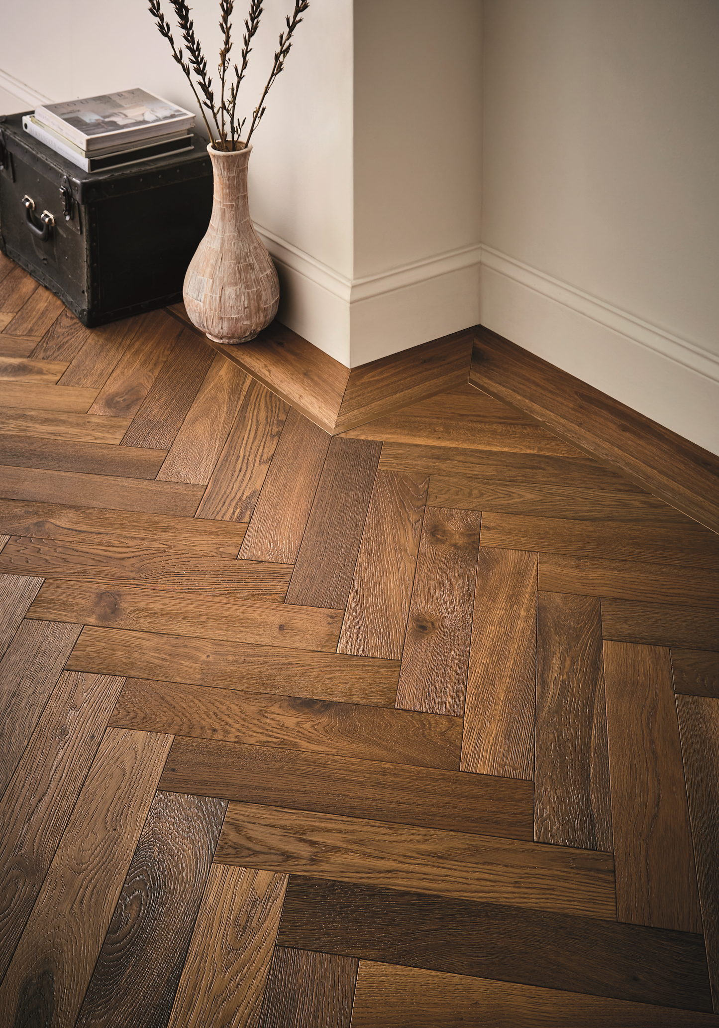 Verdant Smoked Oak Engineered Parquet. Atkinson & Kirby