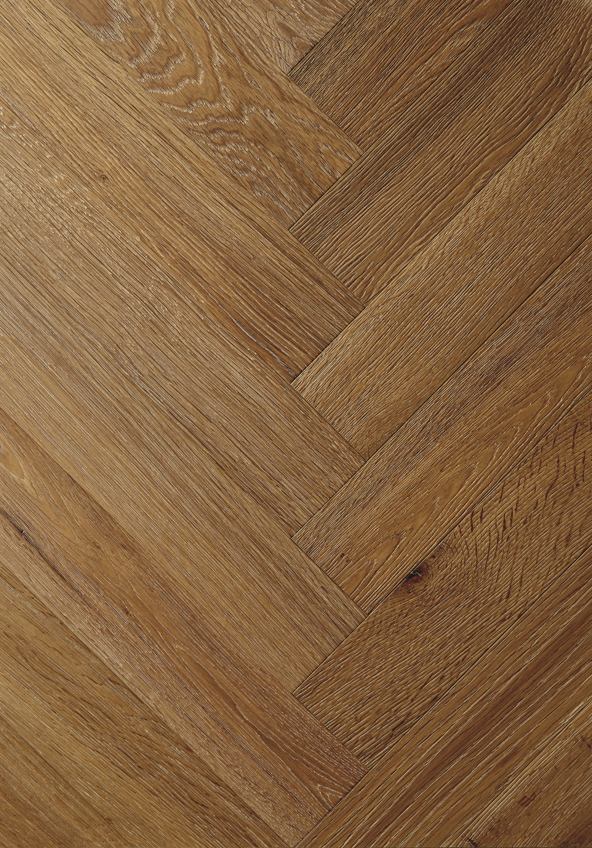 Verdant Smoked Oak Engineered Parquet Sample. Atkinson & Kirby